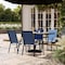 Flash Furniture Brazos 5 Pc Outdoor Patio Dining Set - 55in Tempered Glass Patio Tbl w/Umbrella Hole, 4 Navy Chairs TLH-089REC-303CNV4-GG - alternate 4